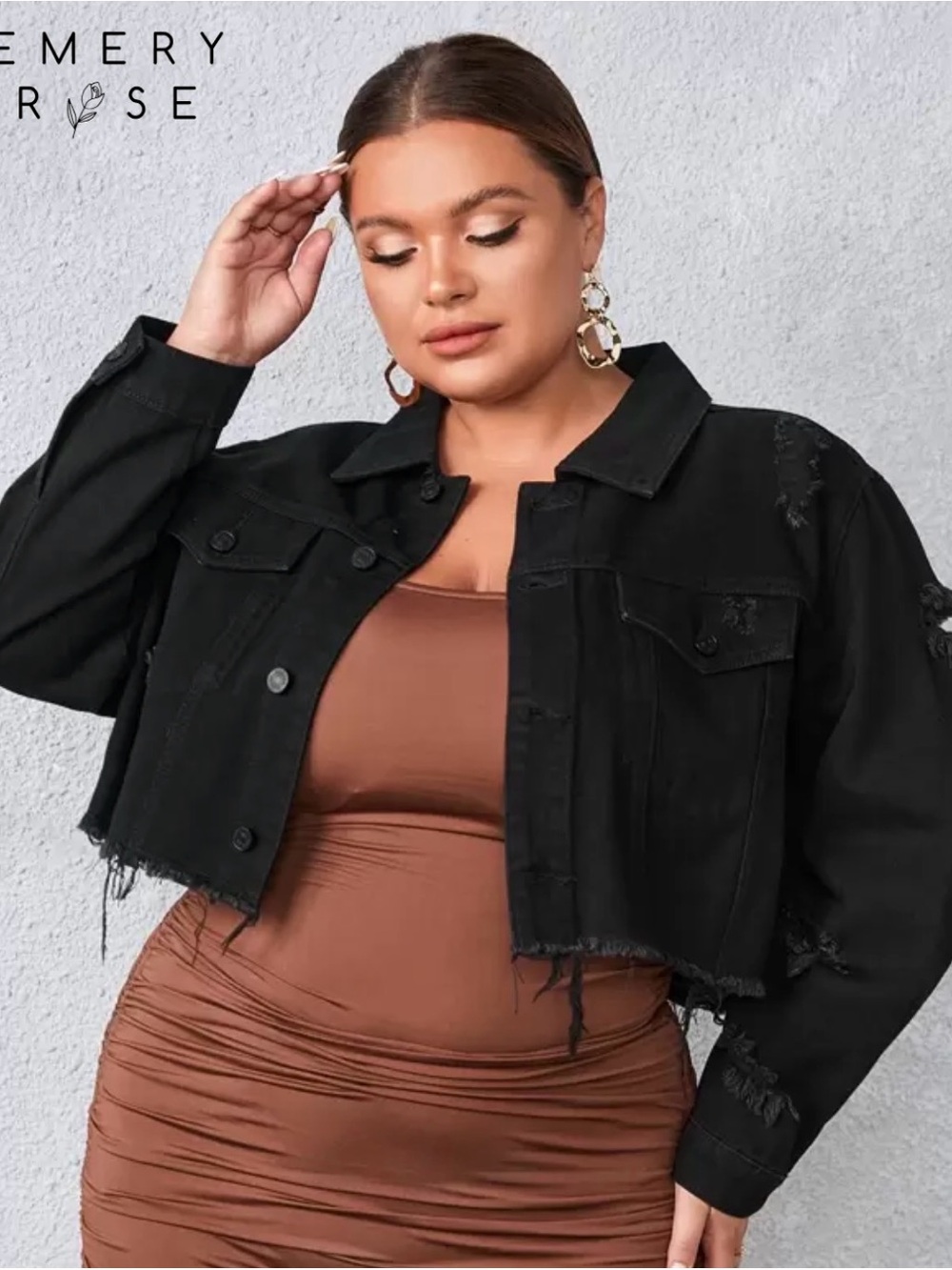 Cropped Distressed Trucker Jacket
